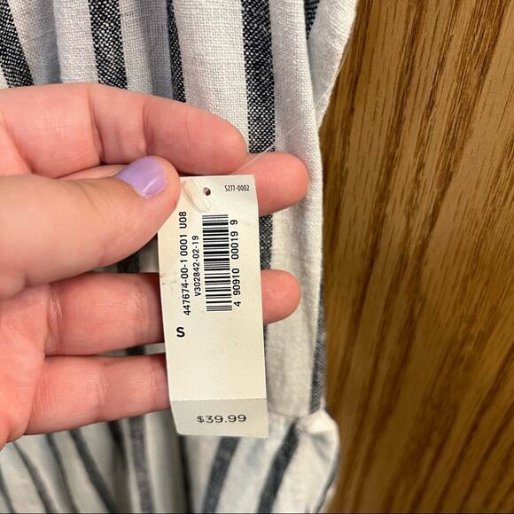 NWT Old Navy Sleeveless Striped Romper Size Small Linen Blend w/ Pockets - Picture 7 of 10